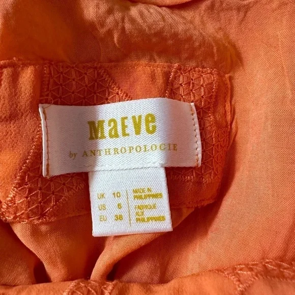Anthropologie Maeve Slim Ruffle Wrap Skirt in Orange - Size 10 NWT - Picture 10 of 10